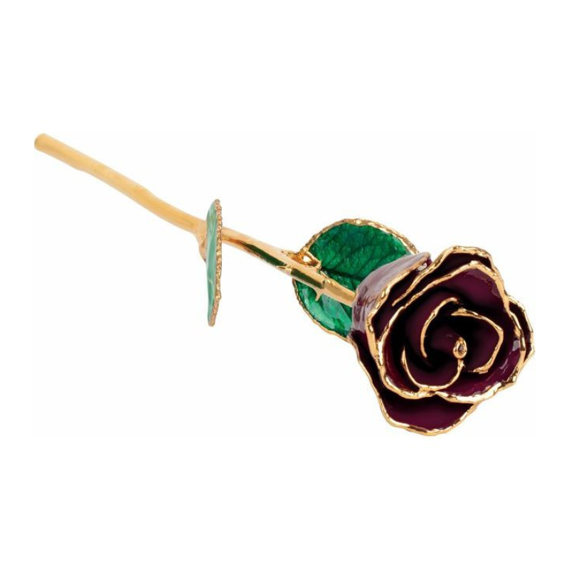 Lacquered Burgundy Rose with Gold Trim