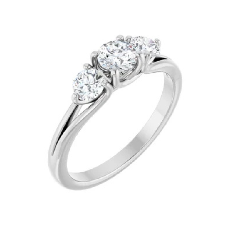 Platinum 3/4 CTW Diamond Three-Stone Engagement Ring