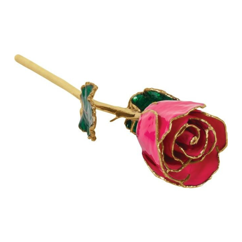 Lacquered Magenta Rose with Gold Trim