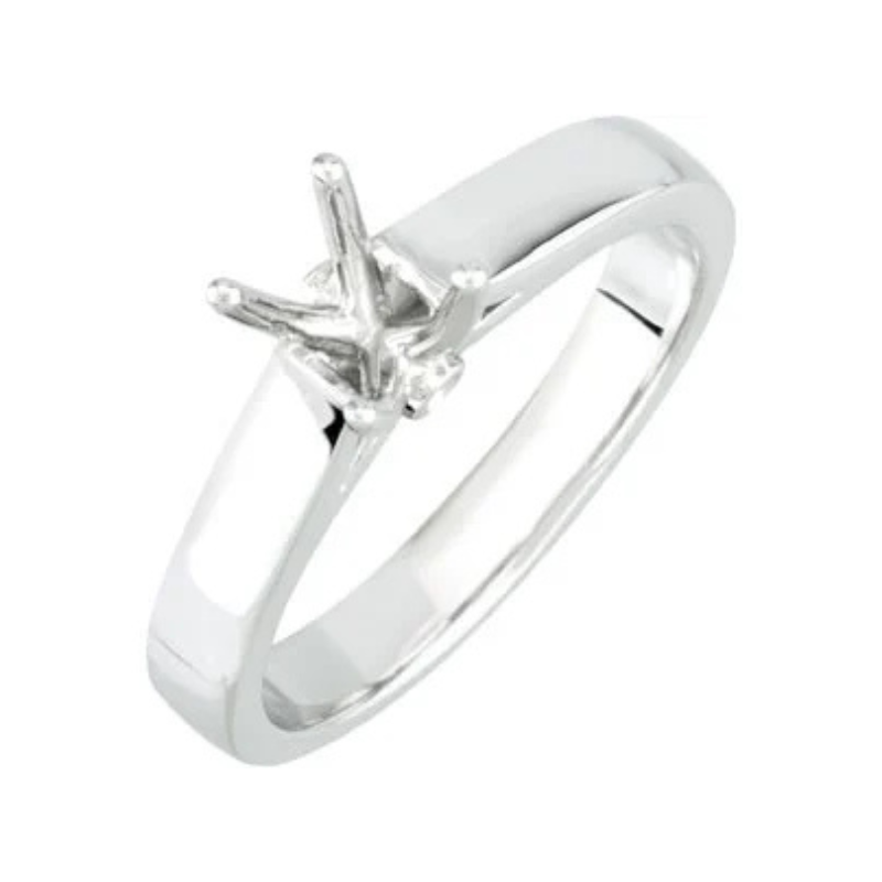 14K White 6x4 mm Oval .02 CTW Natural Diamond Semi-Set Engagement Ring
