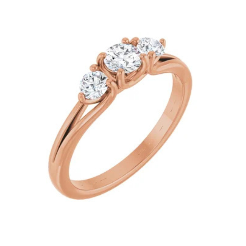 14K Rose 3/4 CTW Diamond Three-Stone Engagement Ring