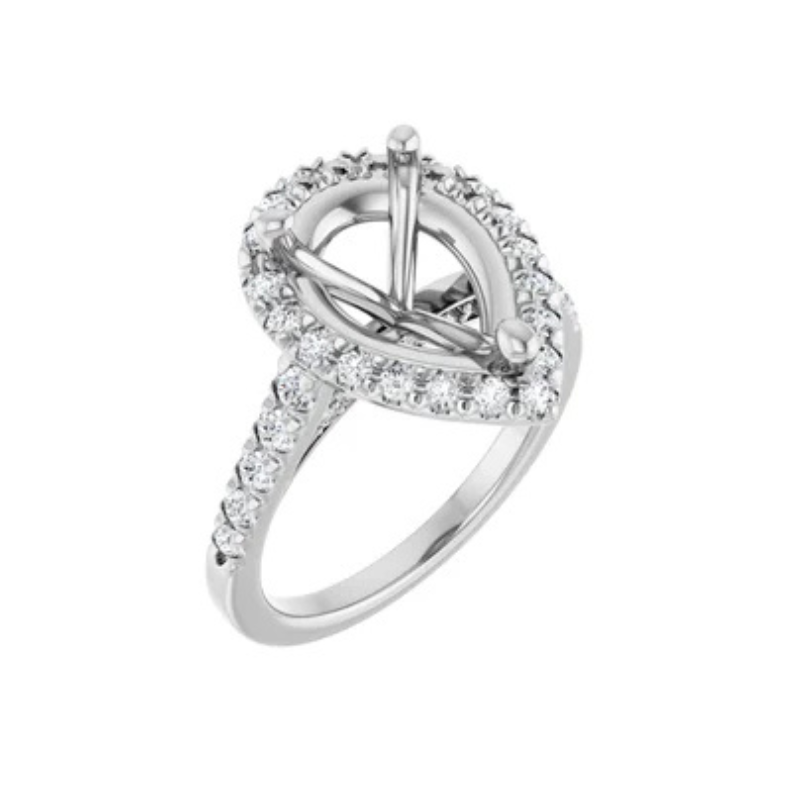Platinum 12 x 8 mm Pear 5/8 CTW Lab-Grown Diamond Semi-Set Engagement Ring