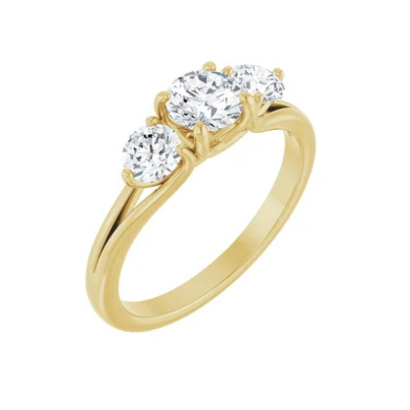 14K Yellow 1 CTW Diamond Three-Stone Engagement Ring