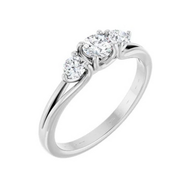 14K White 1/2 CTW Diamond Three-Stone Engagement Ring