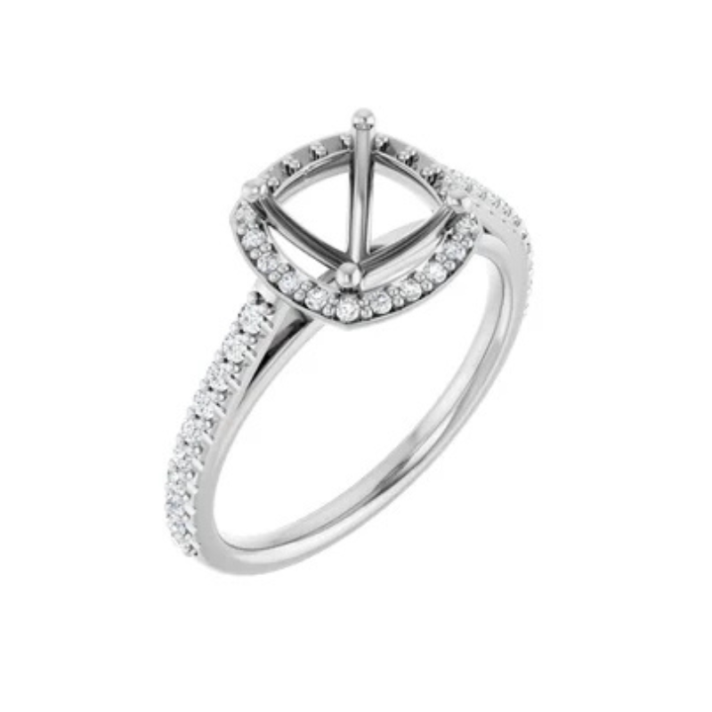 Platinum 7x7 mm Cushion 1/4 CTW Lab-Grown Diamond Semi-Set Engagement Ring