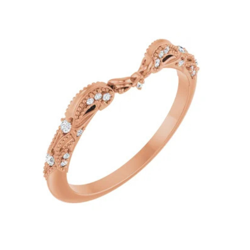 14K Rose .08 CTW Natural Diamond Matching Band