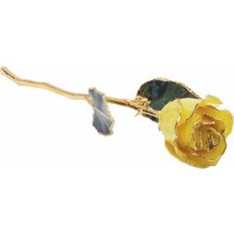 Lacquered Yellow Rose with Gold Trim