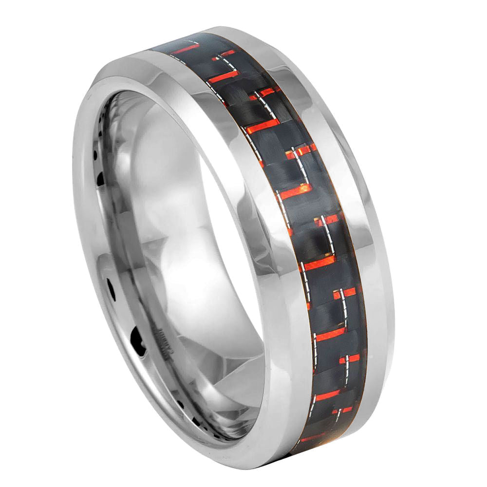 205-8mm Black & Red Carbon Fiber Inlay