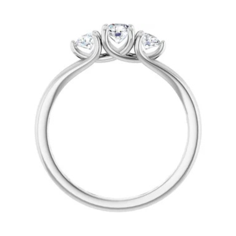 14K White 1/2 CTW Diamond Three-Stone Engagement Ring