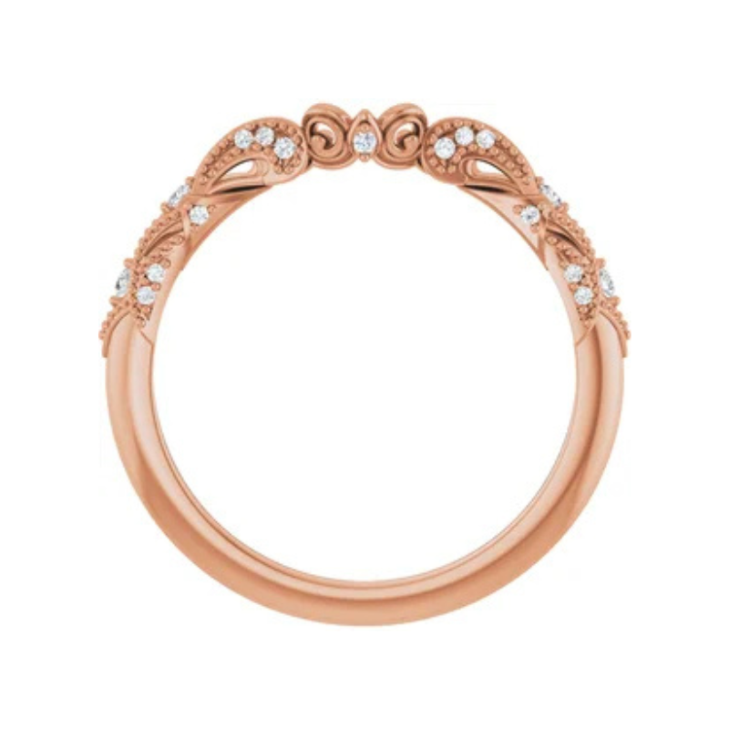14K Rose .08 CTW Natural Diamond Matching Band