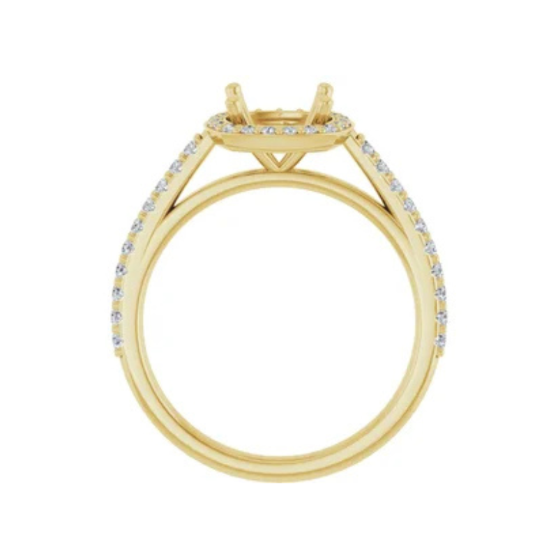 14K Yellow 7x7 mm Cushion 1/4 CTW Lab-Grown Diamond Semi-Set Engagement Ring