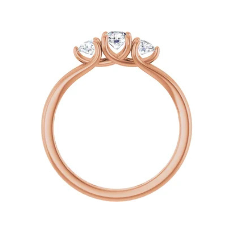 14K Rose 3/4 CTW Diamond Three-Stone Engagement Ring