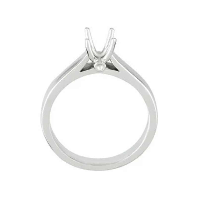14K White 6x4 mm Oval .02 CTW Natural Diamond Semi-Set Engagement Ring