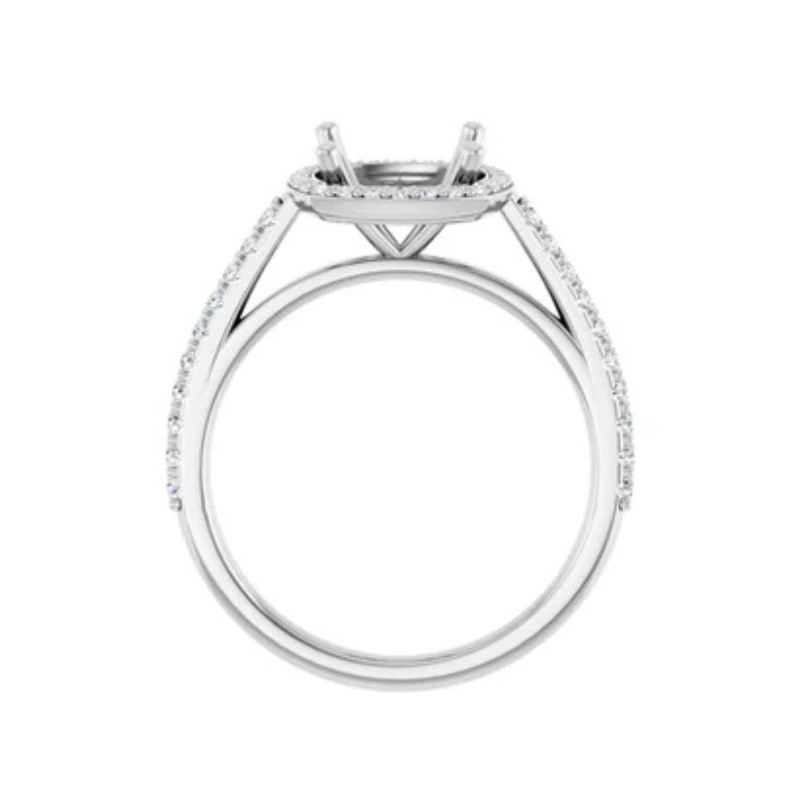 14K White 8x8 mm Cushion 1/4 CTW Lab-Grown Diamond Semi-Set Engagement Ring