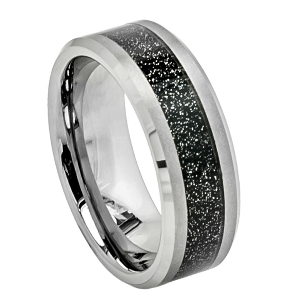 380-8mm Shiny Beveled Edge with Black Sandstone Carbon Fiber Inlay