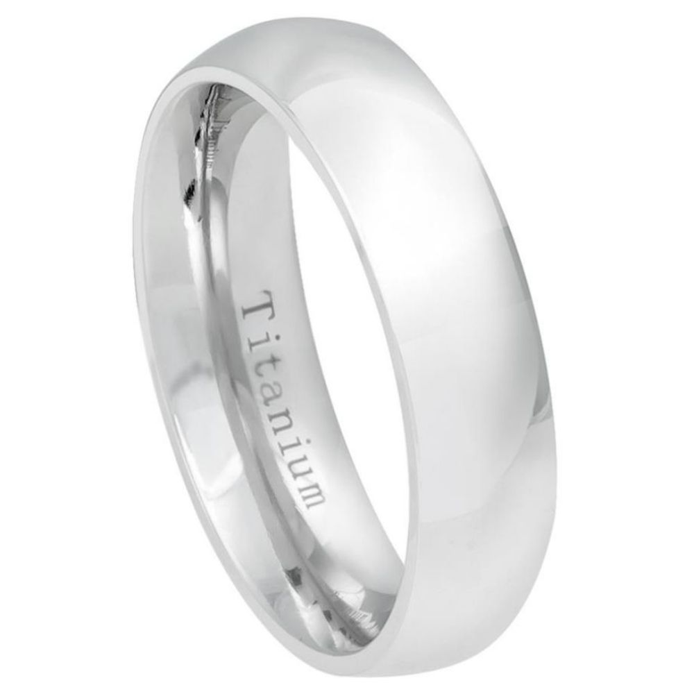 536-6mm White Titanium Classic Domed Ring