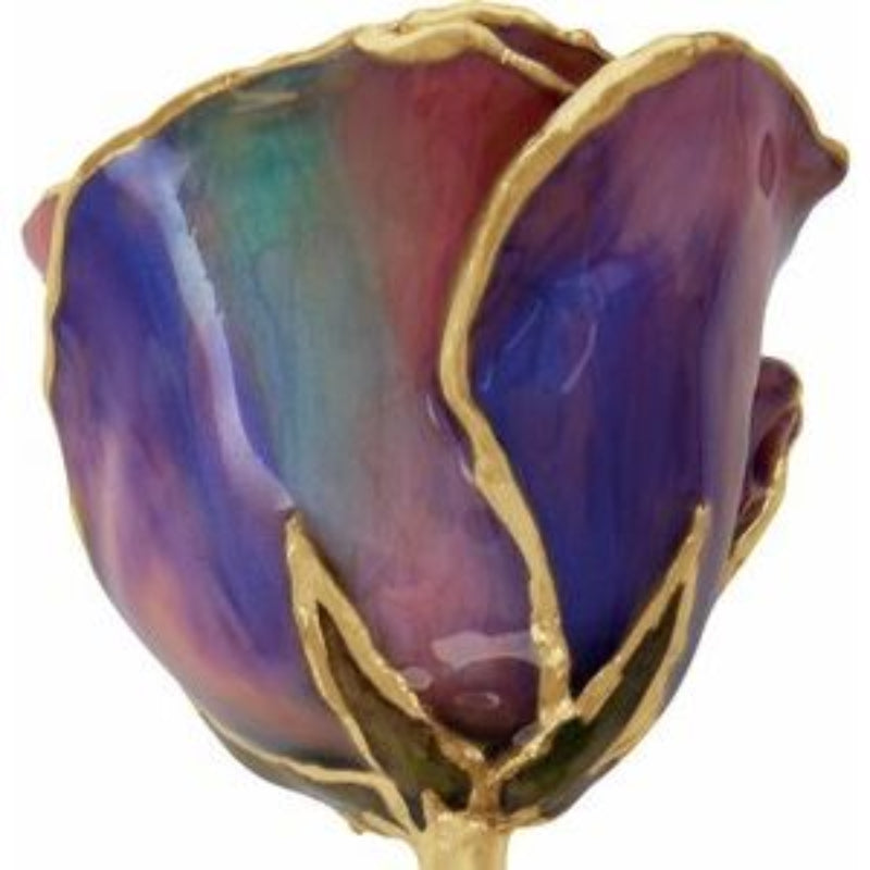 Lacquered October Opal Birthstone Rose with Gold Trim