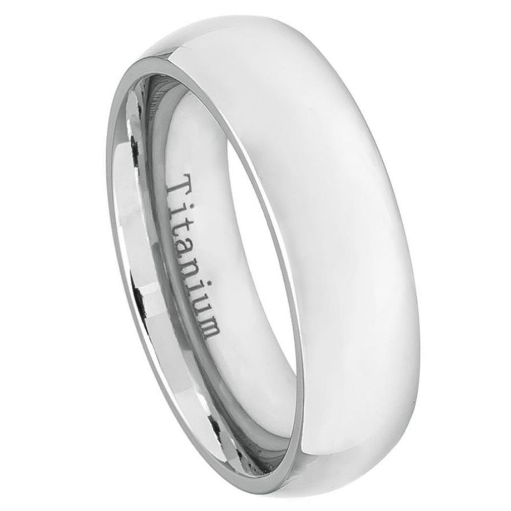 537-7mm White Titanium Classic Domed Ring