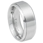 543-9mm White IP Plated Titanium Ring Brushed Center, Shiny Stepped Edge