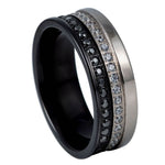 589-8mm Two-tone Plated Double Row Black & White CZ Etenrity