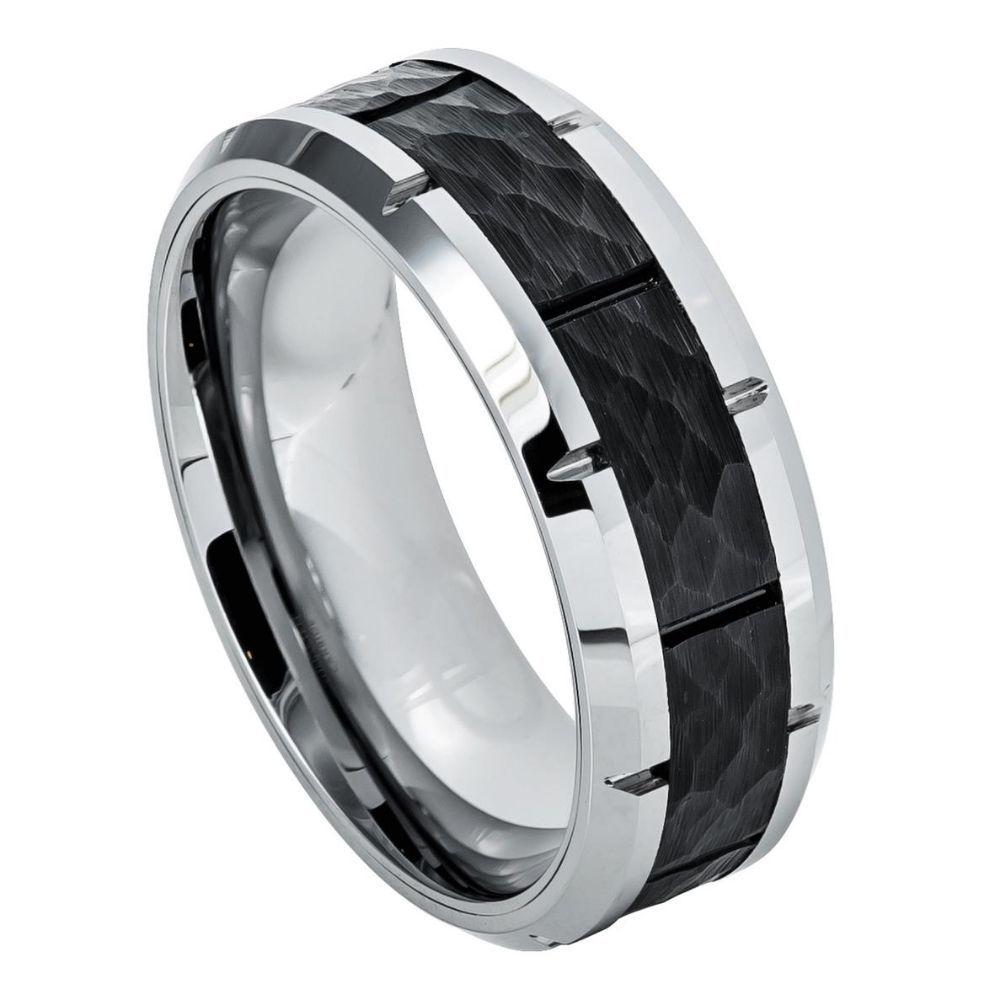 594-8mm High Polished Beveled Edge with Notches & Black IP Plated Hammered Finish