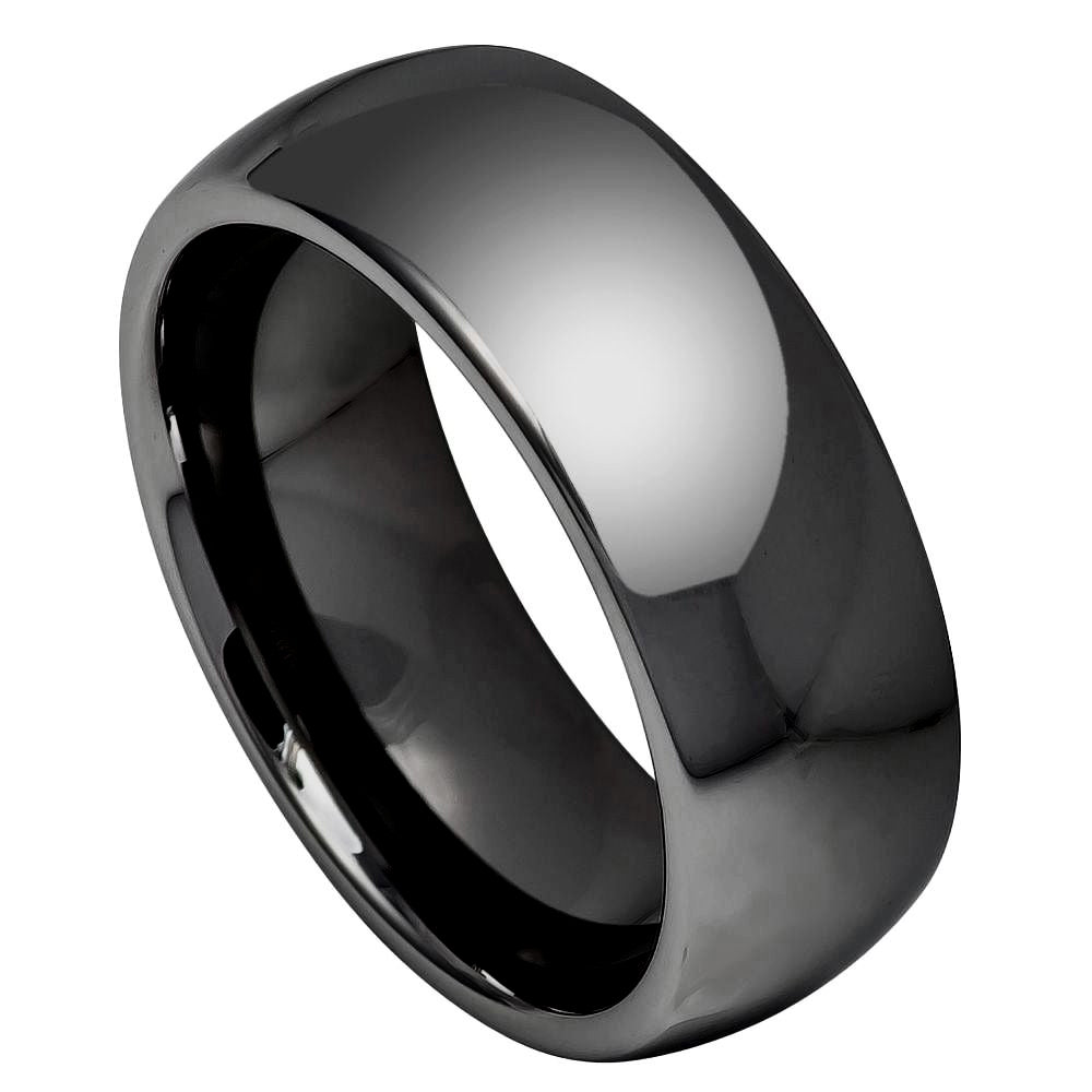 615-8mm High Polished Shiny Gun Metal IP Plated Classic Domed Ring