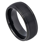 664-8mm Domed Black IP Plated Brushed Center High Polished Grooved Edge