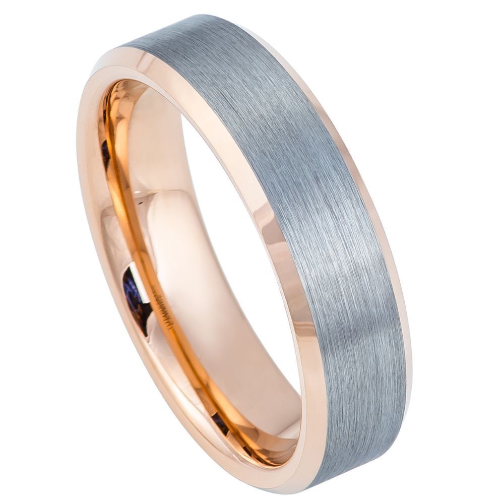 696-6mm Brushed Center, Rose Gold Plated Beveled Edge & Inside