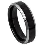 730-6mm Black IP Plated Center High Polished Steel Color Beveled Edge