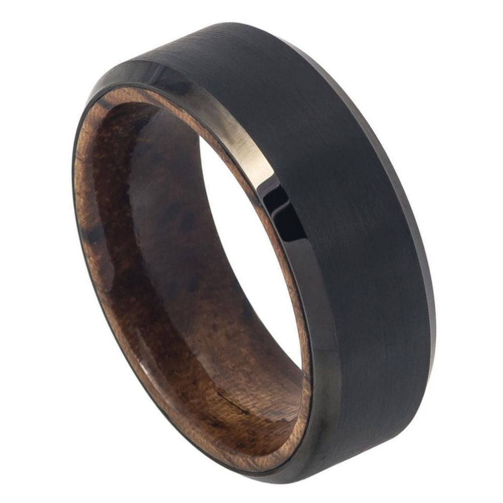 759-8mm Black IP Plated Center Wood Sleeve