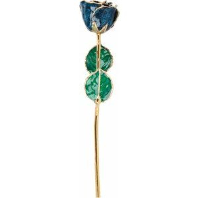 Lacquered Sparkle Blue Colored Rose with Gold Trim