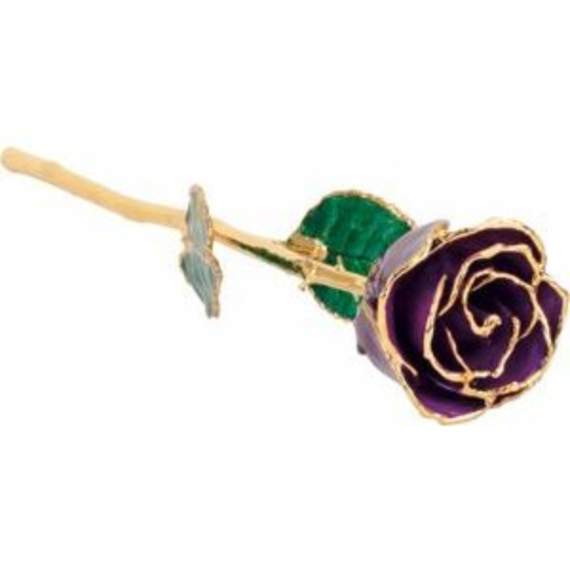 Lacquered Purple Rose with Gold Trim