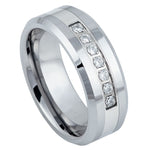 772-8mm High Polished Beveled Edge with 7 Round CZs