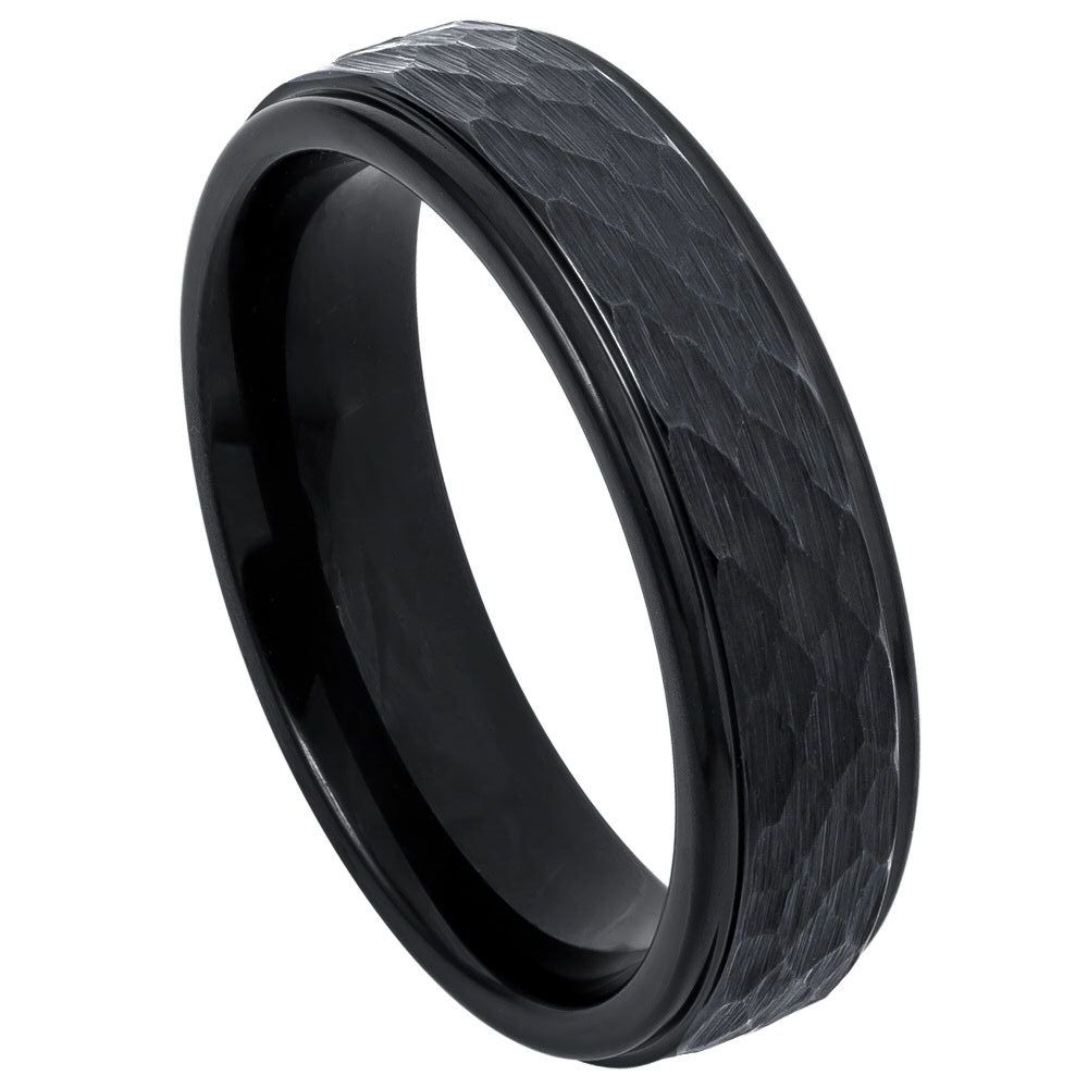 793-6mm Black IP Plated Hammered Center with Stepped Edge