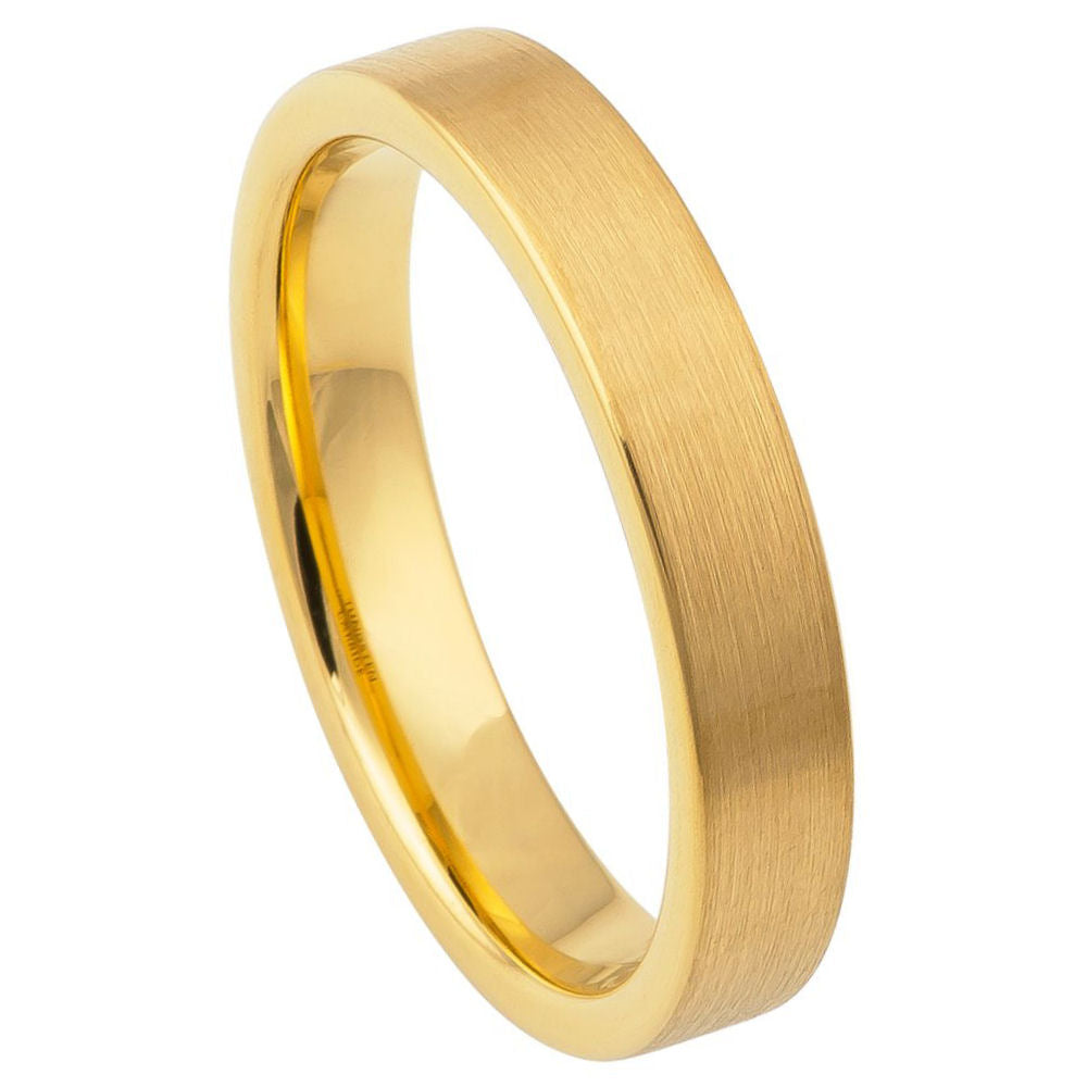 800-4mm Yellow Gold IP Plated Brushed Polished Flat Pipe