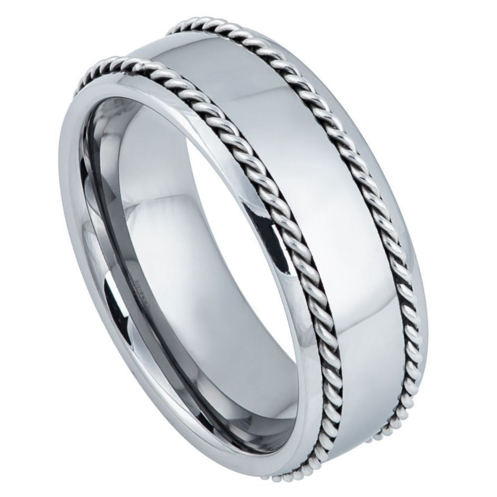 801-8mm High Polished Semi-Domed with Rope Stainless Steel Inlay Sides