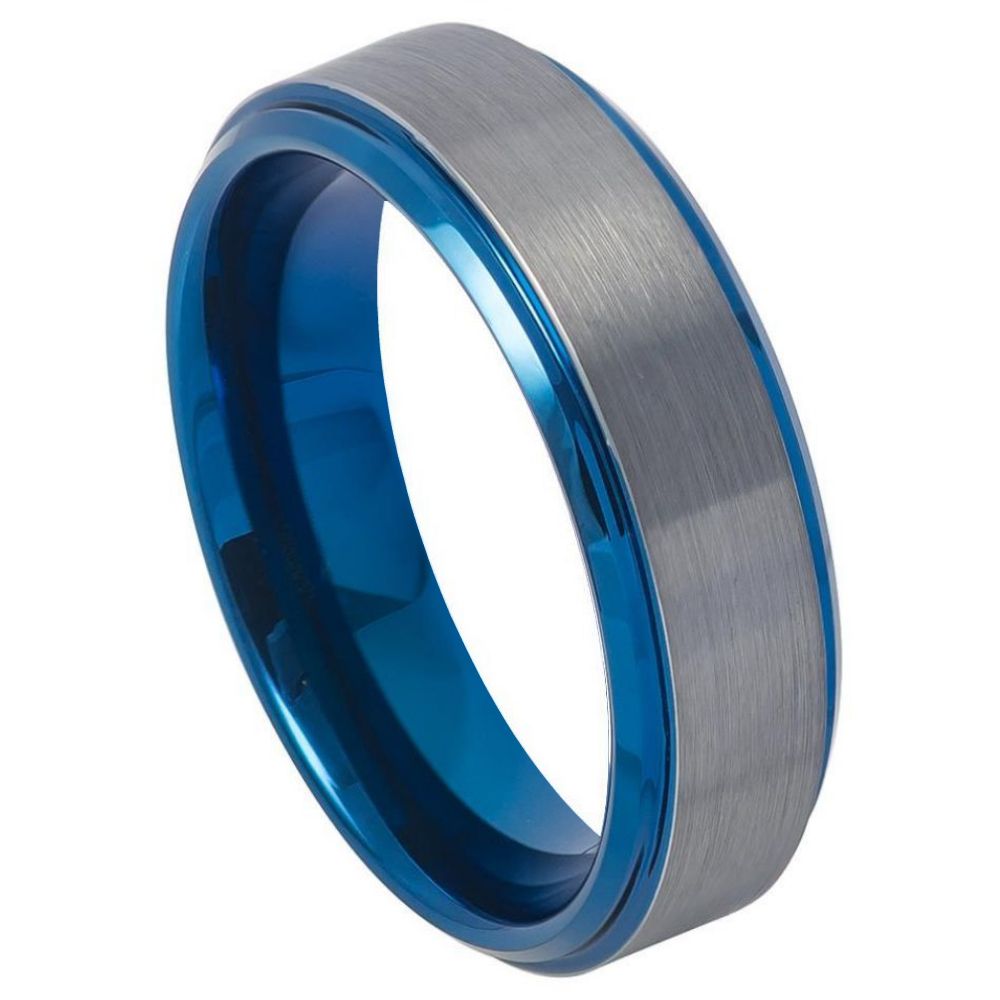 814-6mm Blue IP Plated Beveled Edge & Gun Metal Brushed Finish