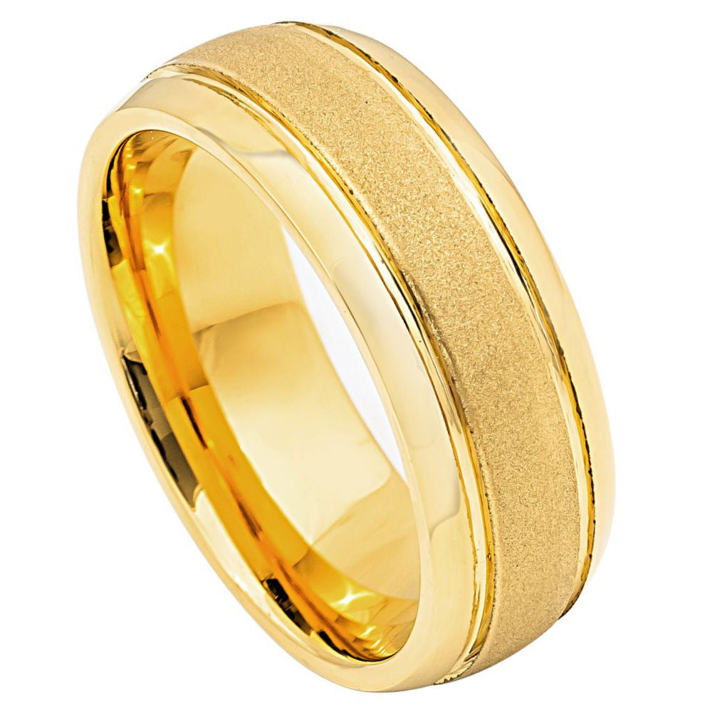 859-8mm Yellow Gold IP Sandstone Finish