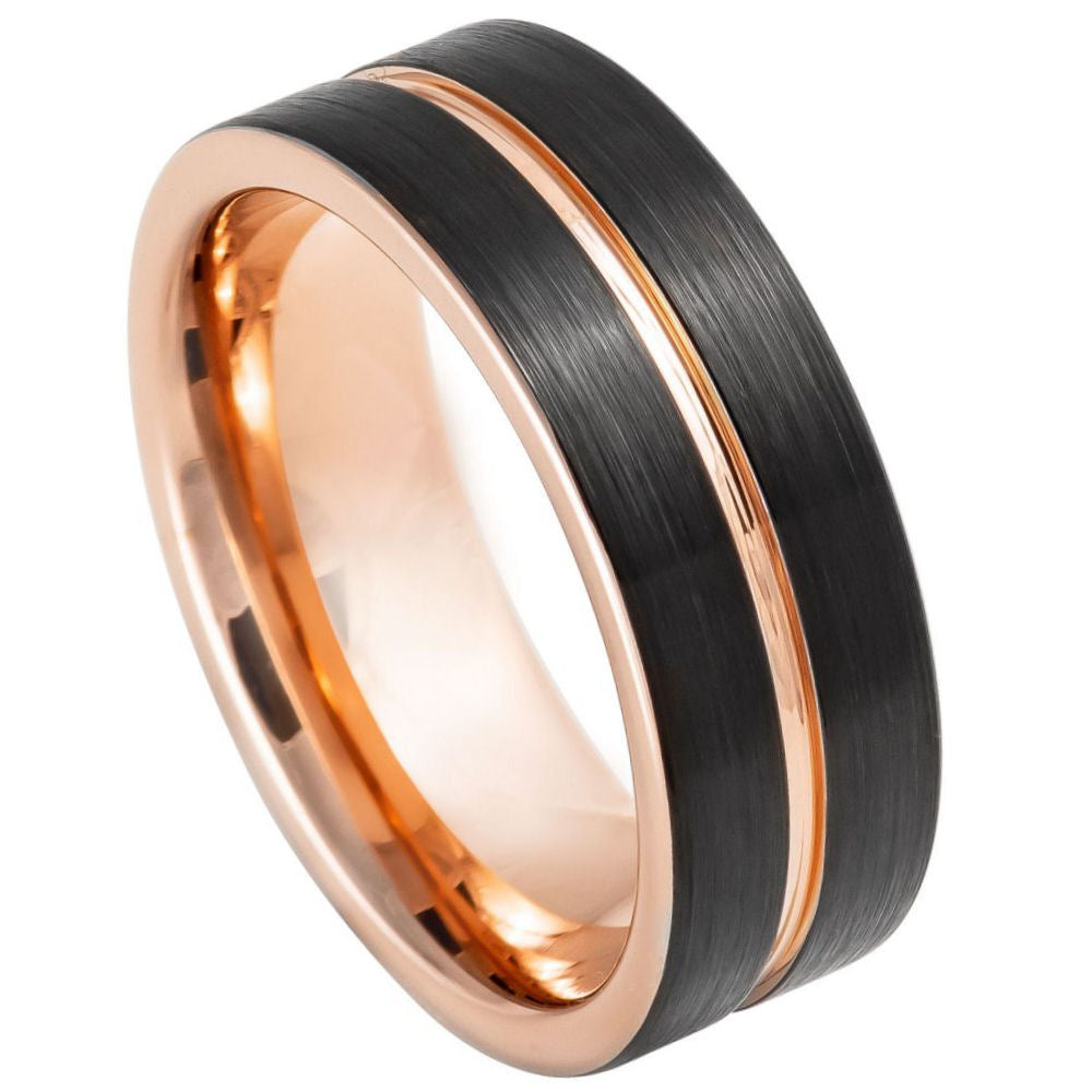 865-8mm Two-tone Rose & Black IP Grooved Pipe-cut