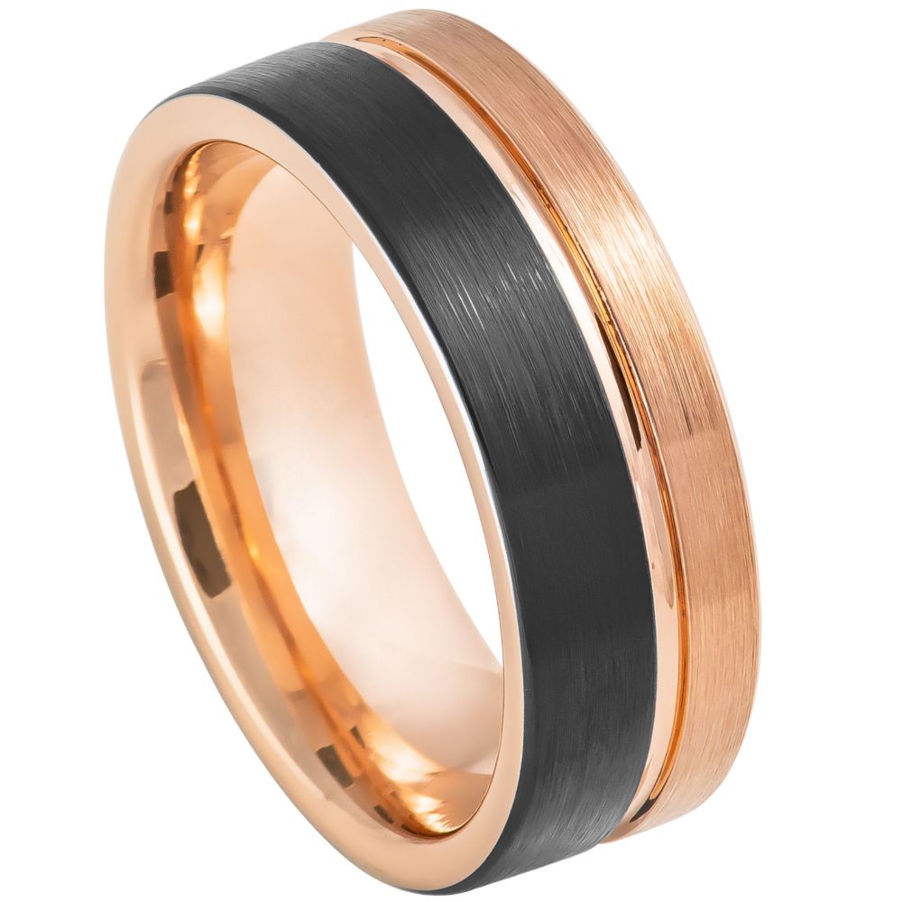 867-8mm Two-tone Rose & Black IP Split Pipe-cut