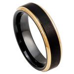 868-6mm Black & Yellow Gold IP Brushed Center Step Edge