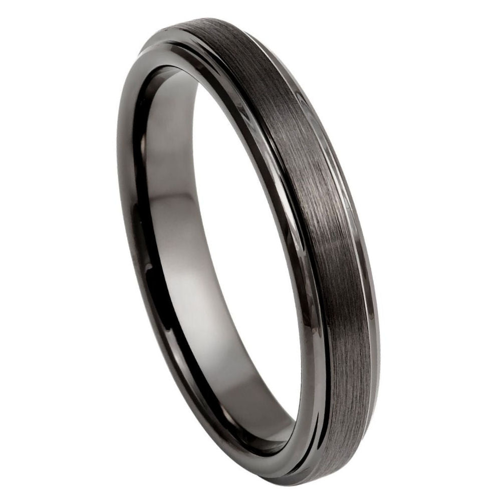 878-4mm Gun Metal IP Plated Brushed Center High Polish Stepped Edge