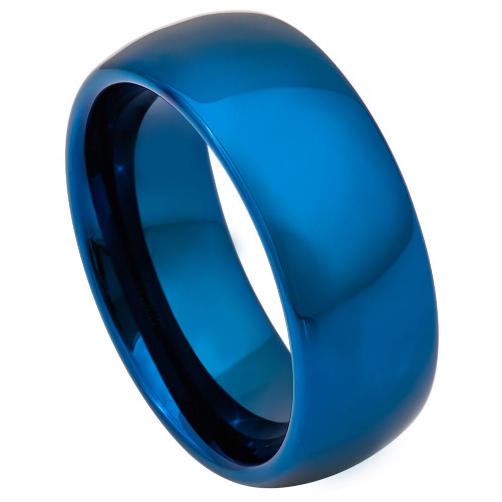 892-8mm Shiny Blue IP Plated Domed