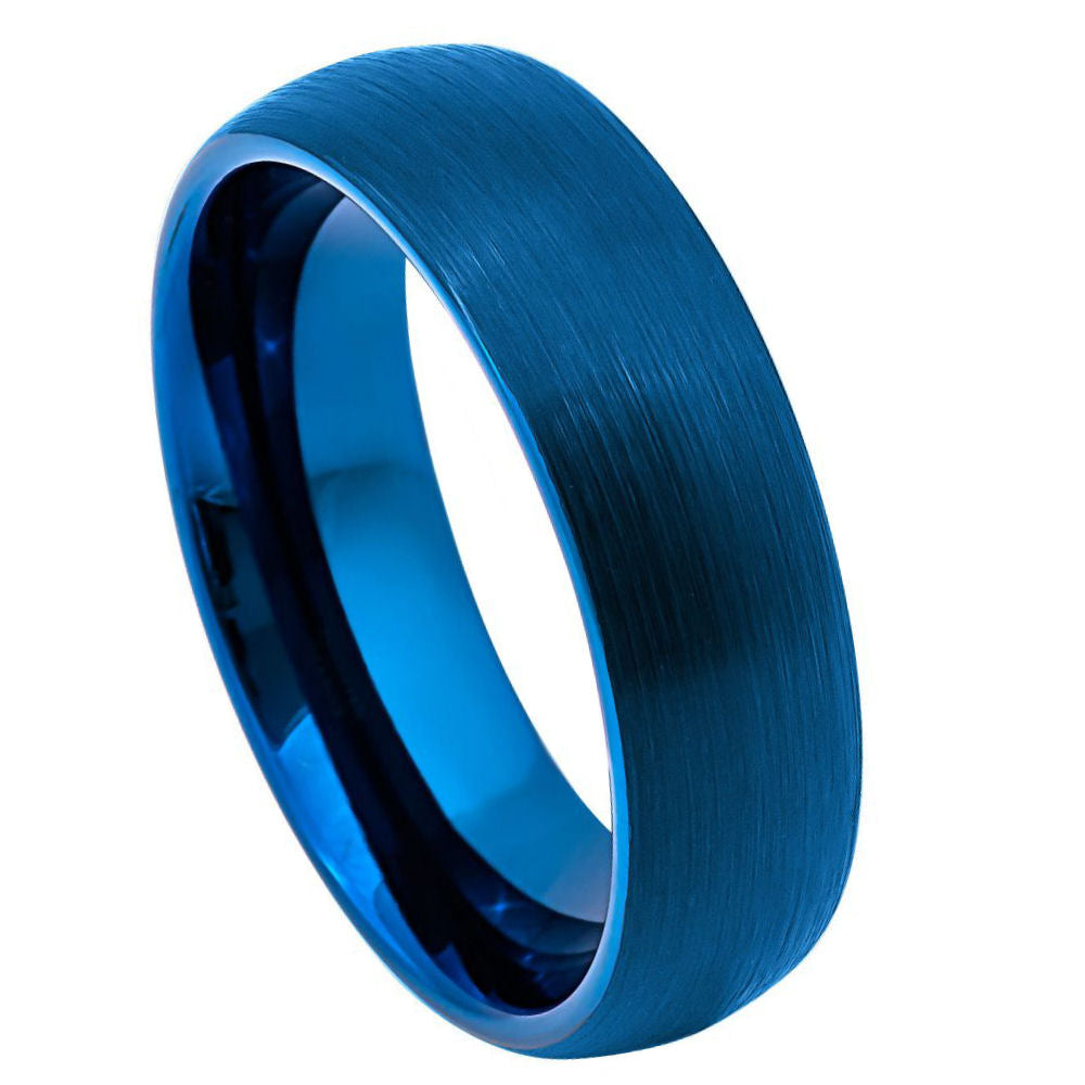 898-6mm Blue IP Plated Brushed Domed
