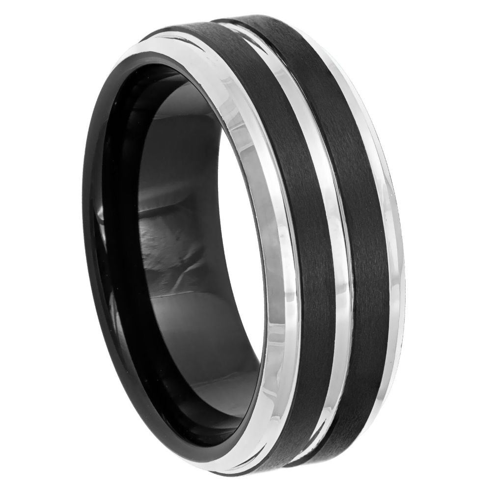 916-8mm Pinstripe Black IP Plated Beveled Edge