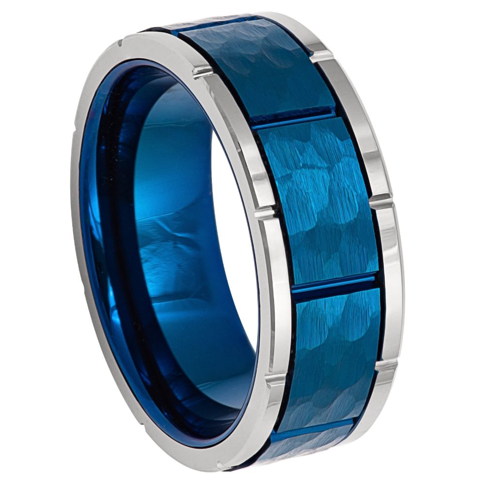 919-8mm High Polished Beveled Edge with Notches & Black IP Plated Hammered Finish