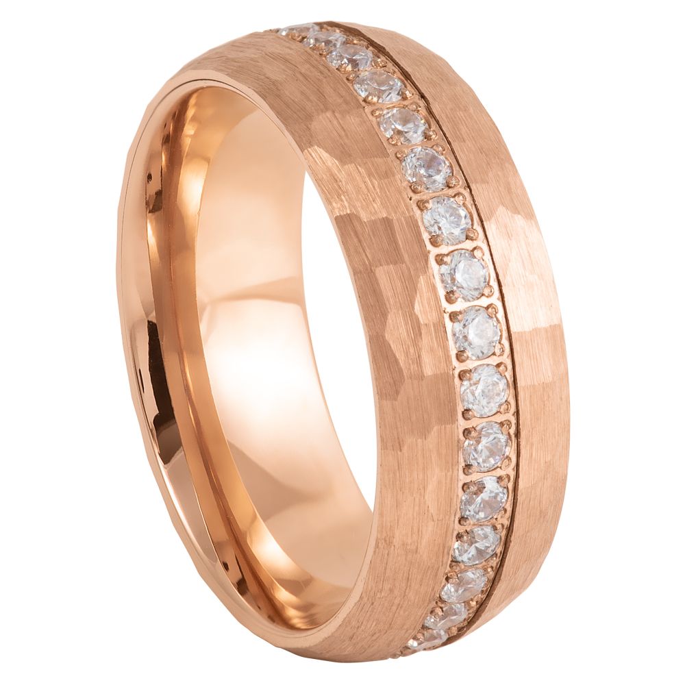 921-8mm Rose Gold IP Plated Prong-set Round-cut White CZ Eternity