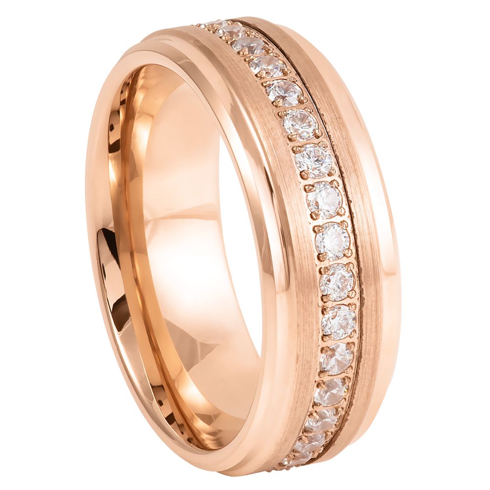 926-8mm Rose Gold IP Plated White CZ Round Cut Eternity