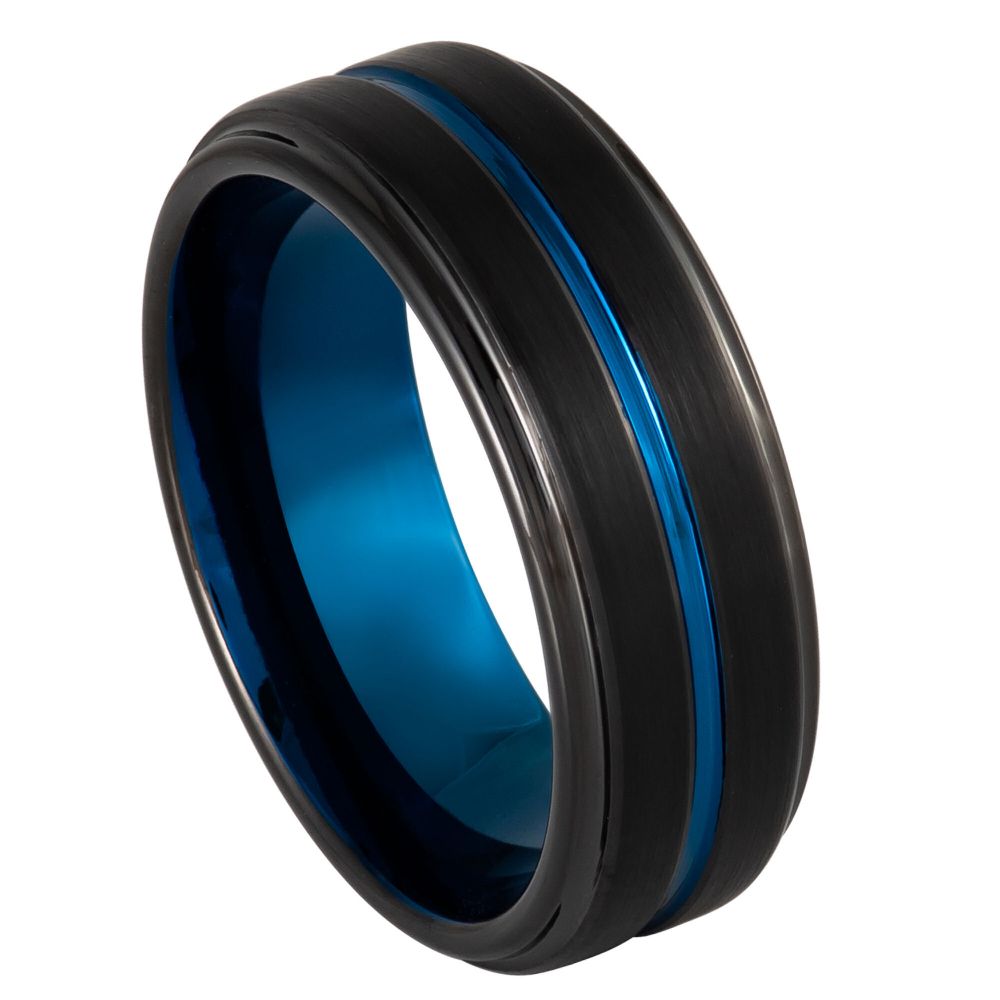 930-8mm Black IP with Blue Grooved Center Stepped Edge
