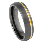 931-6mm Gun Metal IP Plated Brushed Domed with Off Center Yellow IP Strip